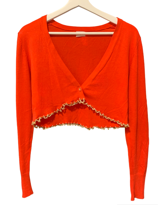Cropped Sweater with Crochet Beadwork