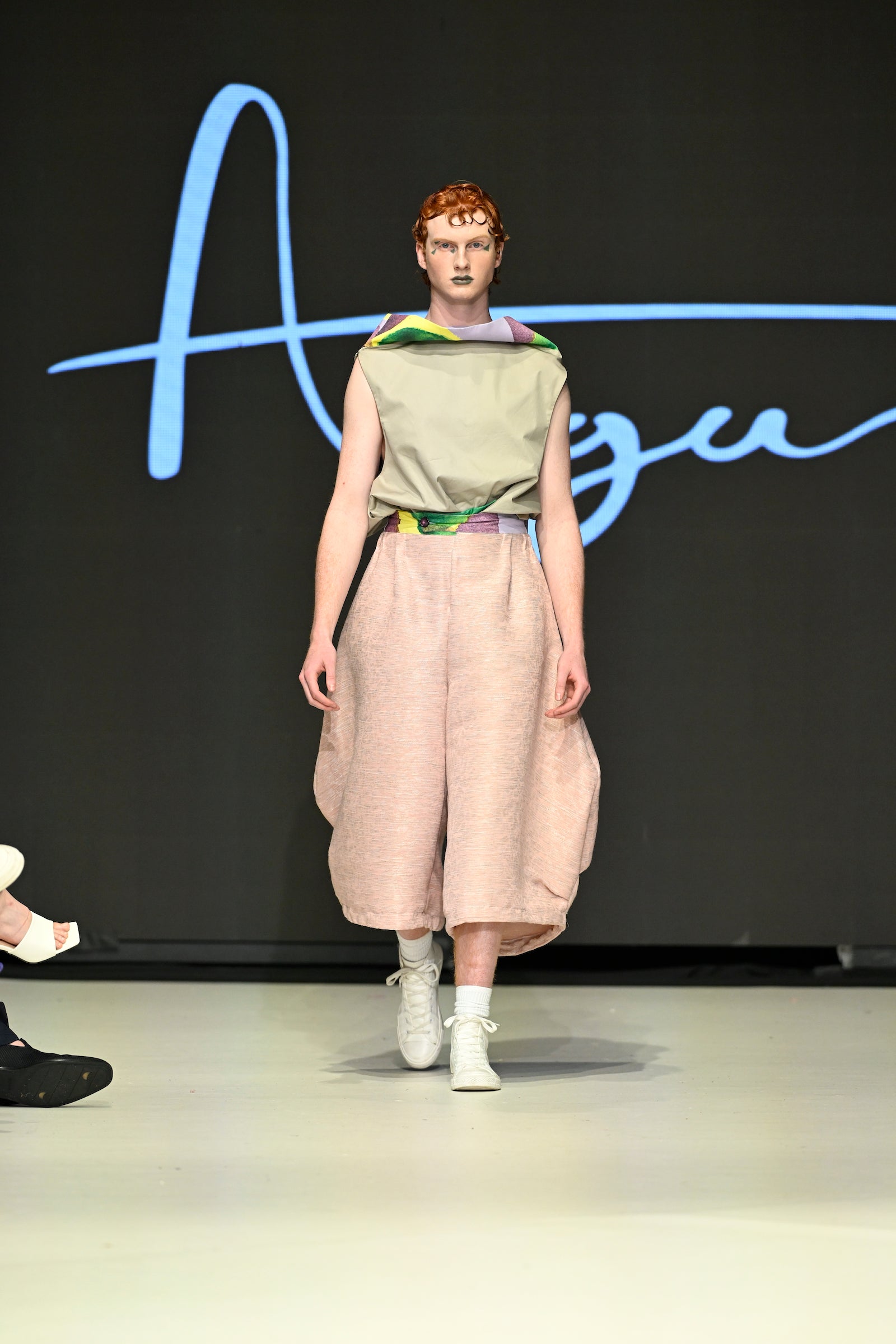 Augusta Fashion and Textiles gender neutral f/w 2024 collection on the runway at Vancouver Fashion Week. Beautiful, creative and inspiring fashion created in Edmonton, Alberta. 